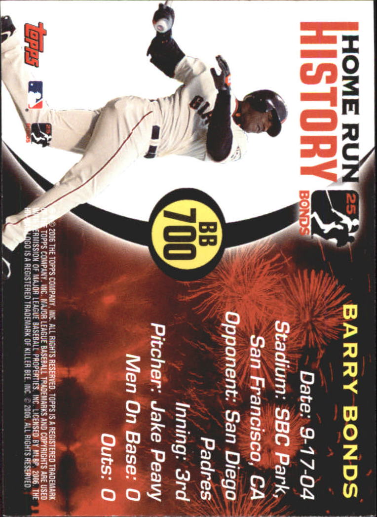 2005 Topps Barry Bonds Home Run History #700 Barry Bonds HR700 Silver back image