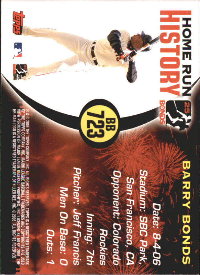 2005 Topps Barry Bonds Home Run History #723 Barry Bonds HR723 back image
