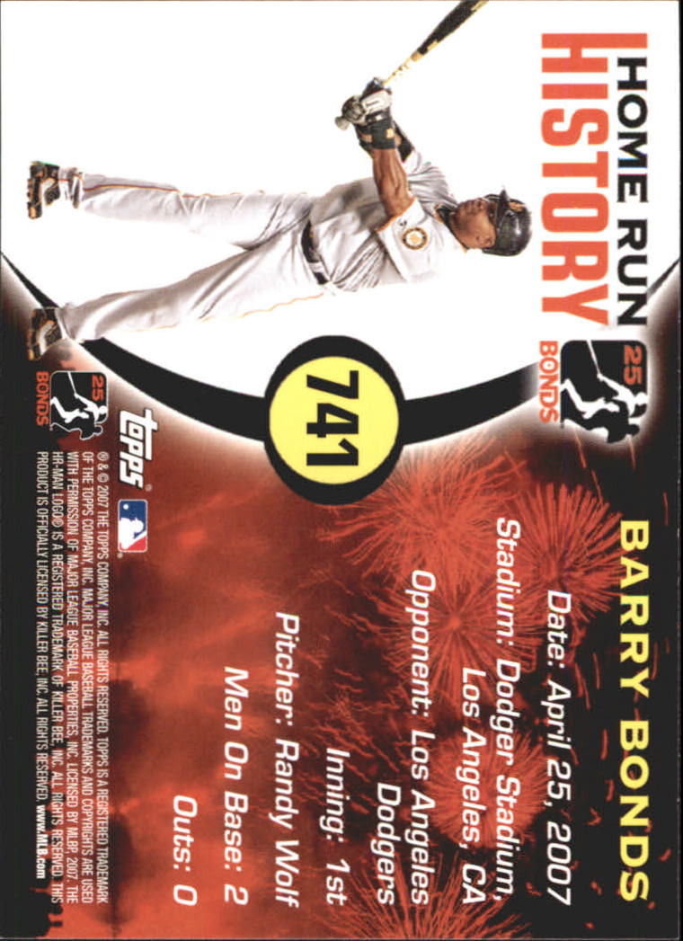 2005 Topps Barry Bonds Home Run History #741 Barry Bonds HR741 back image