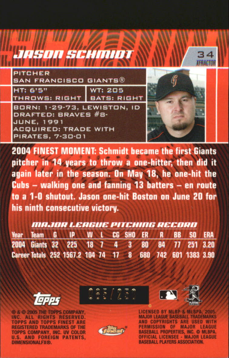 2005 Finest X-Fractors #34 Jason Schmidt