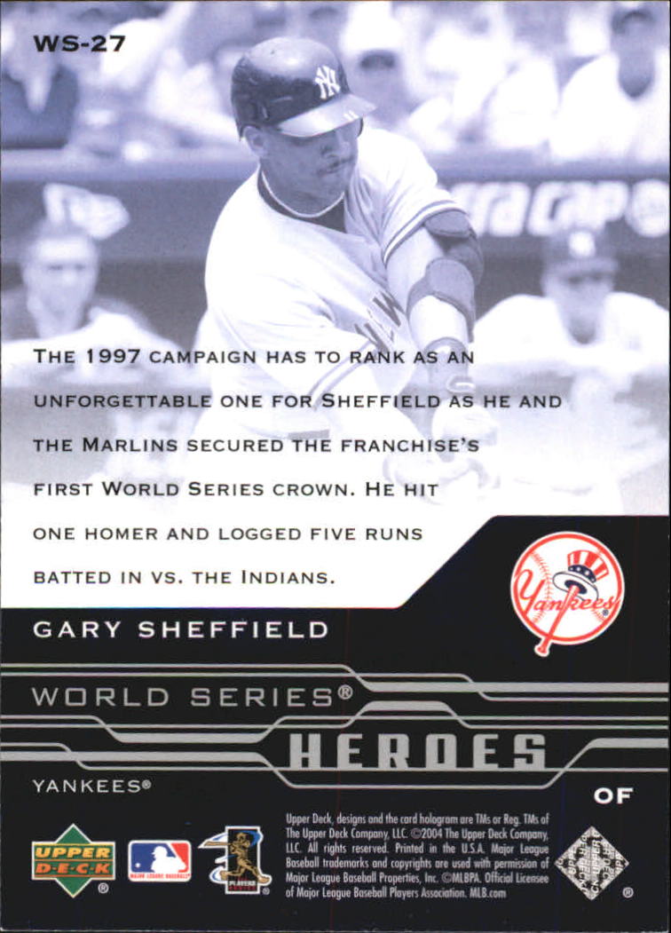 2005 Upper Deck World Series Heroes #27 Gary Sheffield back image
