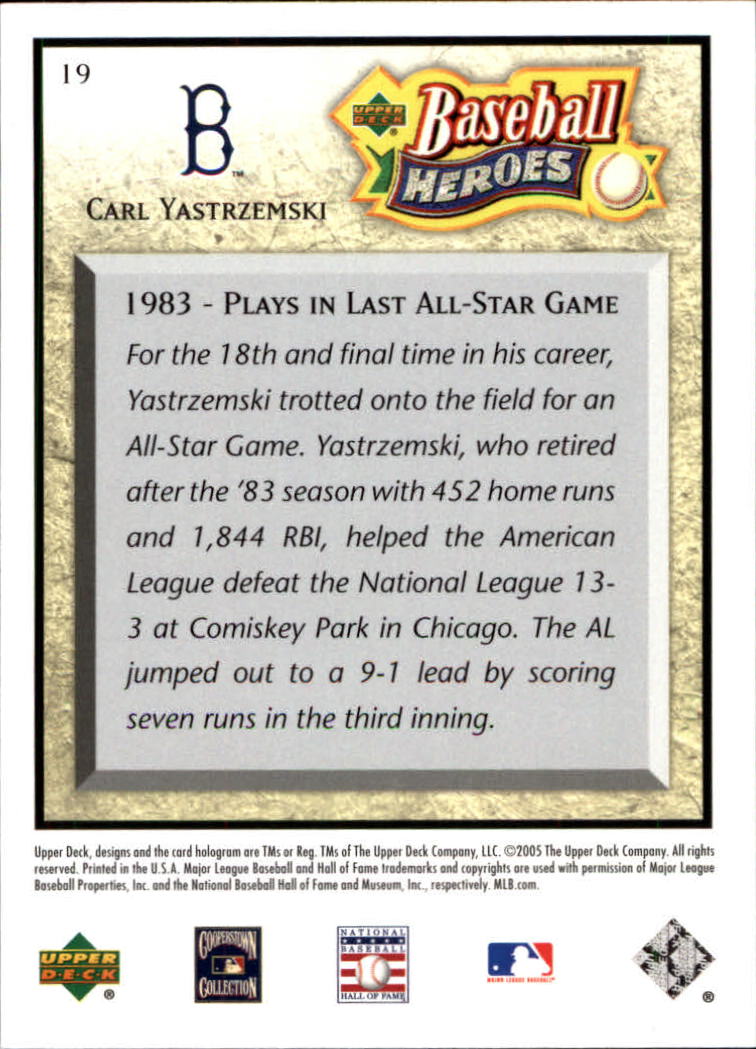 2005 Upper Deck Baseball Heroes #19 Carl Yastrzemski back image