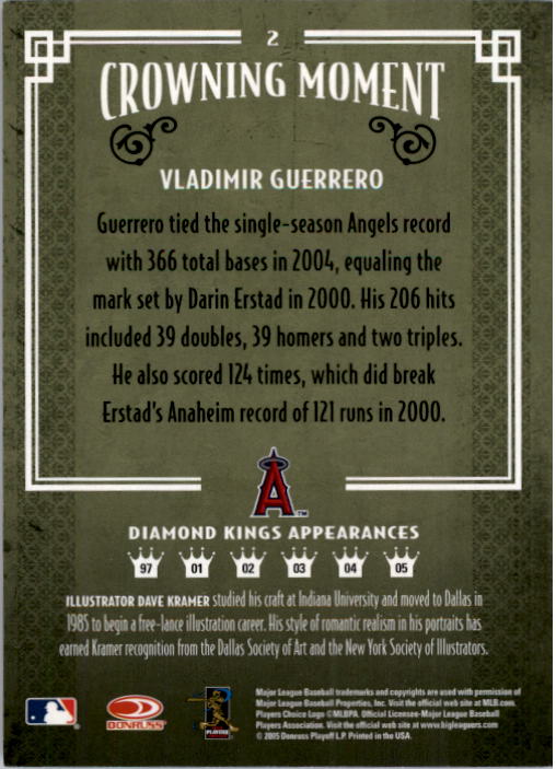 2005 Diamond Kings #2 Vladimir Guerrero back image
