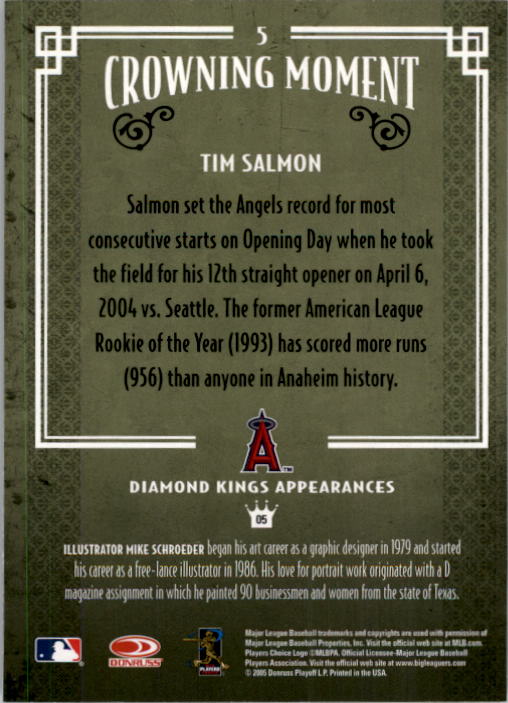2005 Diamond Kings #5 Tim Salmon back image