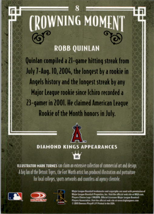 2005 Diamond Kings #8 Robb Quinlan back image