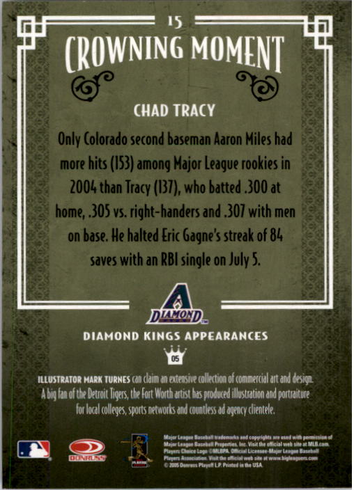 2005 Diamond Kings #15 Chad Tracy back image