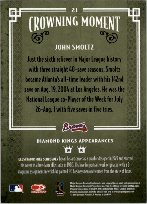 2005 Diamond Kings #21 John Smoltz back image