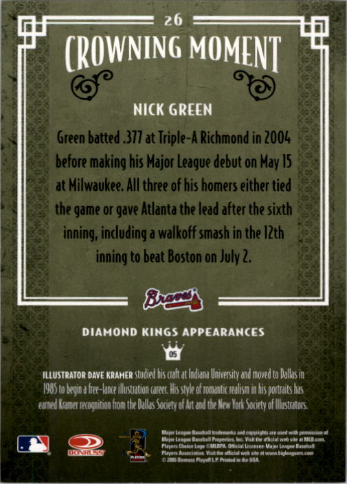 2005 Diamond Kings #26 Nick Green back image
