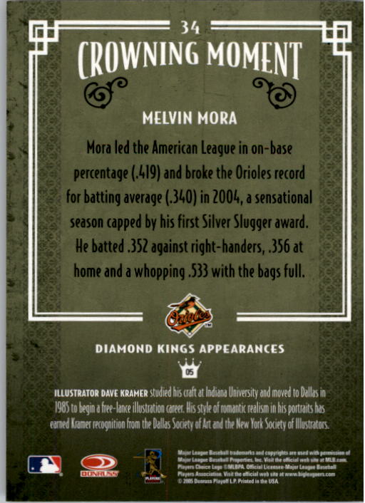 2005 Diamond Kings #34 Melvin Mora back image