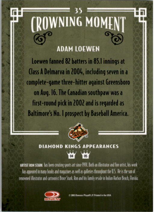 2005 Diamond Kings #35 Adam Loewen back image