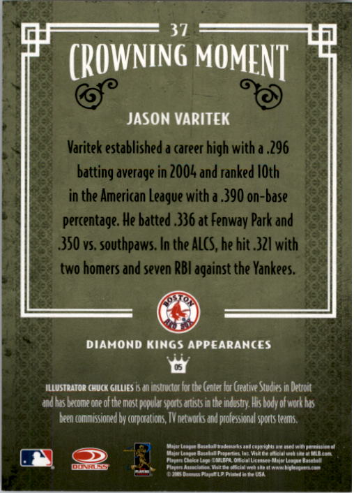 2005 Diamond Kings #37 Jason Varitek back image