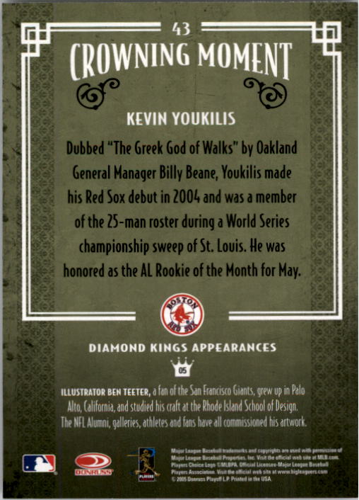 2005 Diamond Kings #43 Kevin Youkilis back image