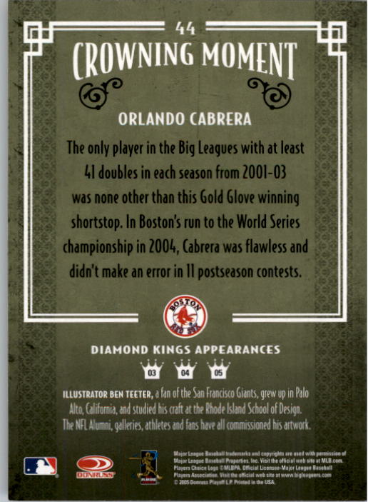 2005 Diamond Kings #44 Orlando Cabrera Sox back image