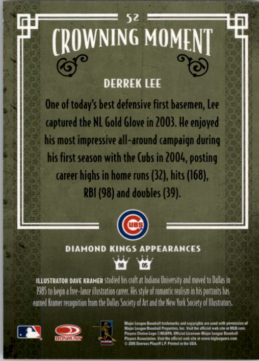 2005 Diamond Kings #52 Derrek Lee back image