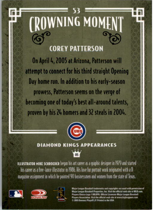 2005 Diamond Kings #53 Corey Patterson back image
