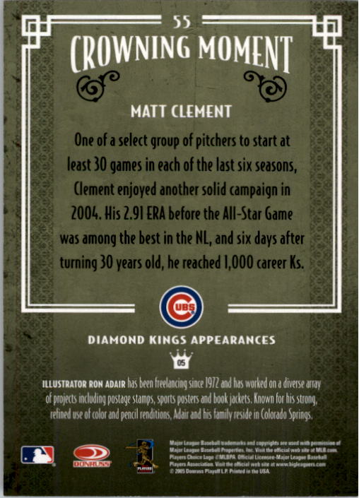 2005 Diamond Kings #55 Matt Clement back image