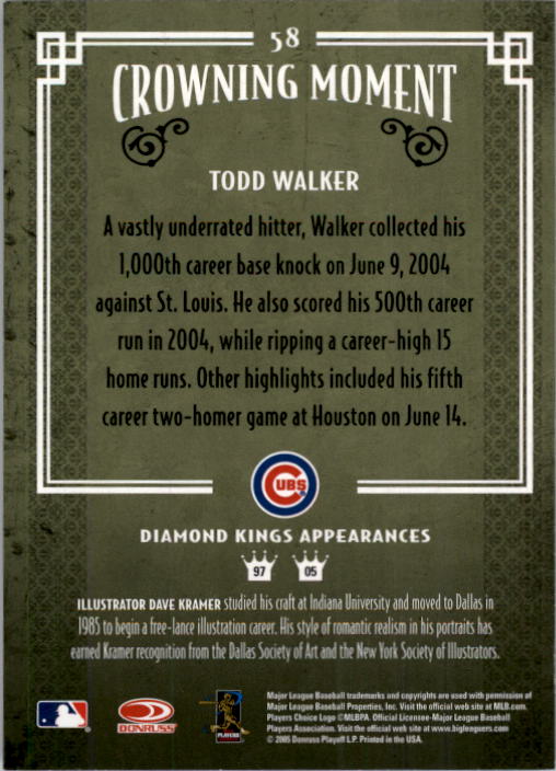 2005 Diamond Kings #58 Todd Walker back image
