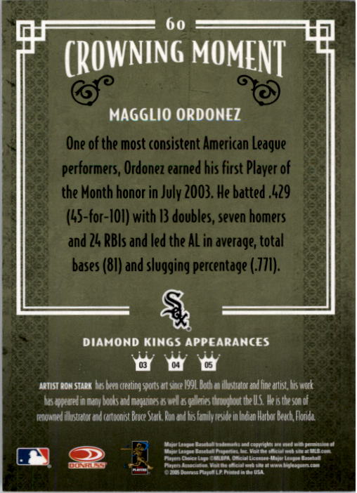 2005 Diamond Kings #60 Magglio Ordonez back image