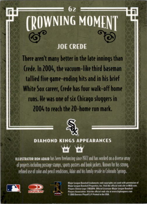 2005 Diamond Kings #62 Joe Crede back image