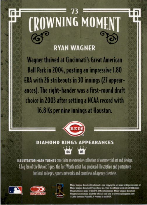 2005 Diamond Kings #73 Ryan Wagner back image