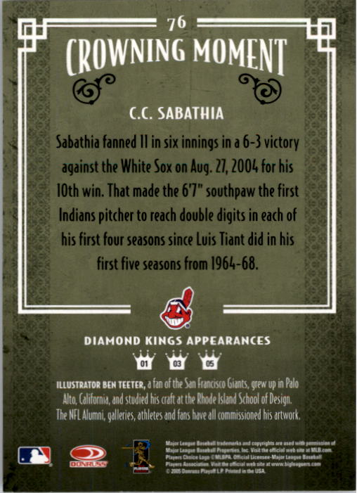 2005 Diamond Kings #76 C.C. Sabathia back image