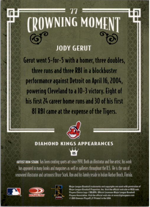 2005 Diamond Kings #77 Jody Gerut back image