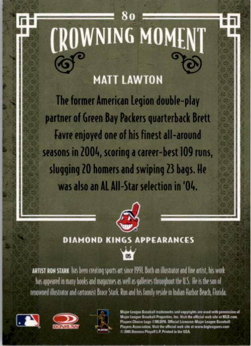 2005 Diamond Kings #80 Matt Lawton back image