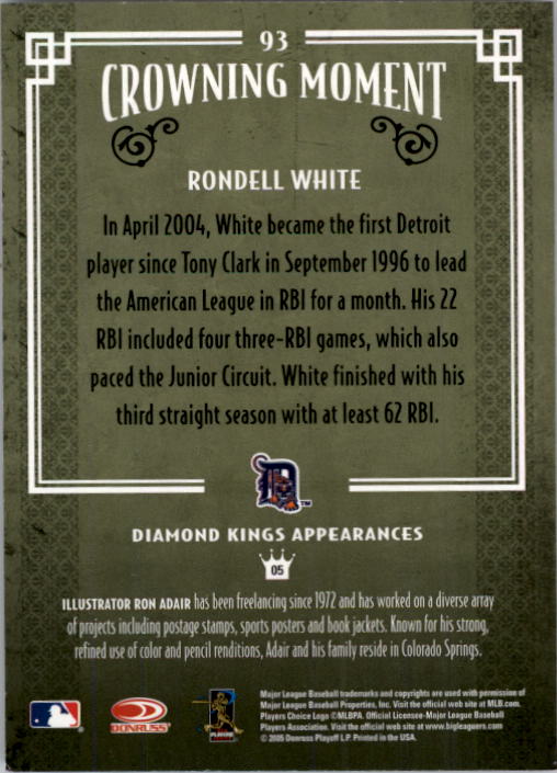 2005 Diamond Kings #93 Rondell White back image