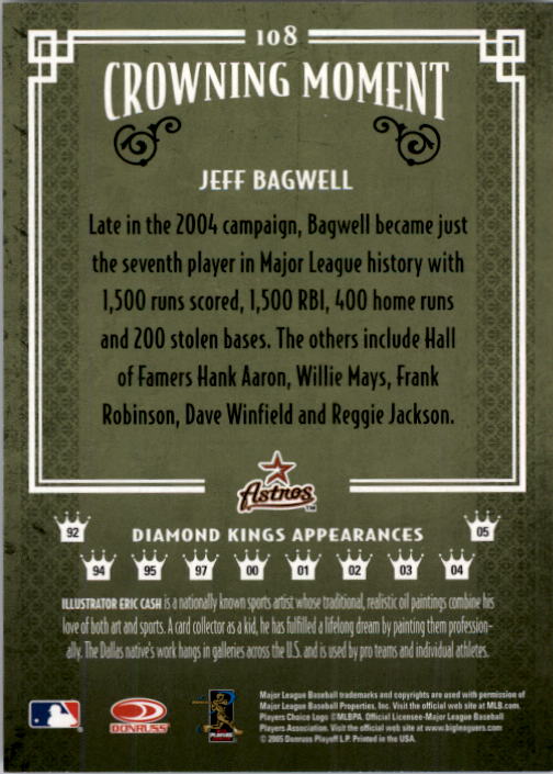 2005 Diamond Kings #108 Jeff Bagwell back image
