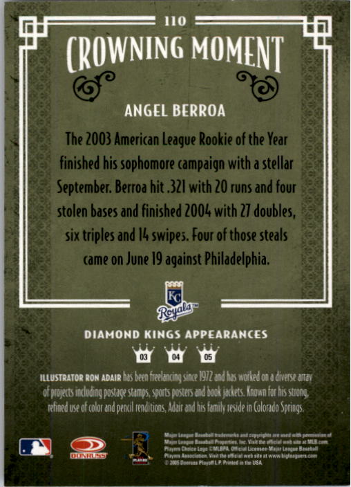 2005 Diamond Kings #110 Angel Berroa back image