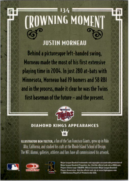 2005 Diamond Kings #134 Justin Morneau back image