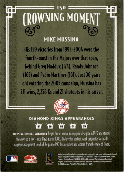2005 Diamond Kings #150 Mike Mussina back image
