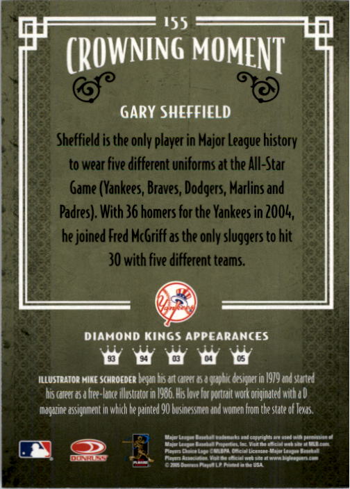 2005 Diamond Kings #155 Gary Sheffield back image