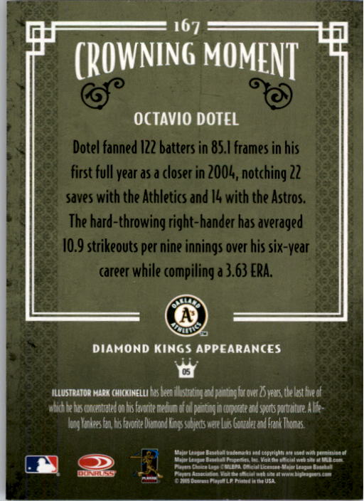 2005 Diamond Kings #167 Octavio Dotel back image