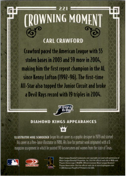 2005 Diamond Kings #221 Carl Crawford back image