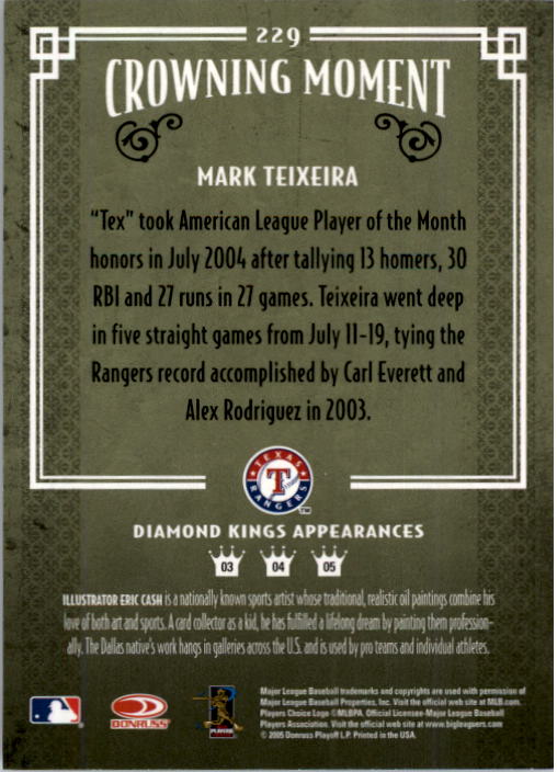 2005 Diamond Kings #229 Mark Teixeira back image