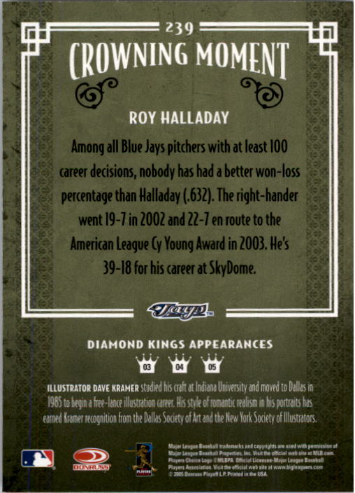 2005 Diamond Kings #239 Roy Halladay back image