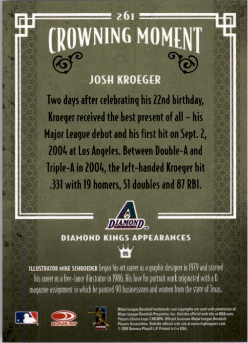 2005 Diamond Kings #261 Josh Kroeger back image
