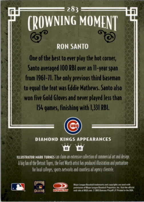 2005 Diamond Kings #283 Ron Santo back image