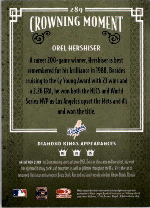 2005 Diamond Kings #289 Orel Hershiser back image