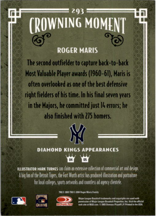 2005 Diamond Kings #293 Roger Maris back image