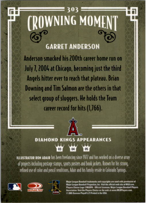 2005 Diamond Kings #303 Garret Anderson back image