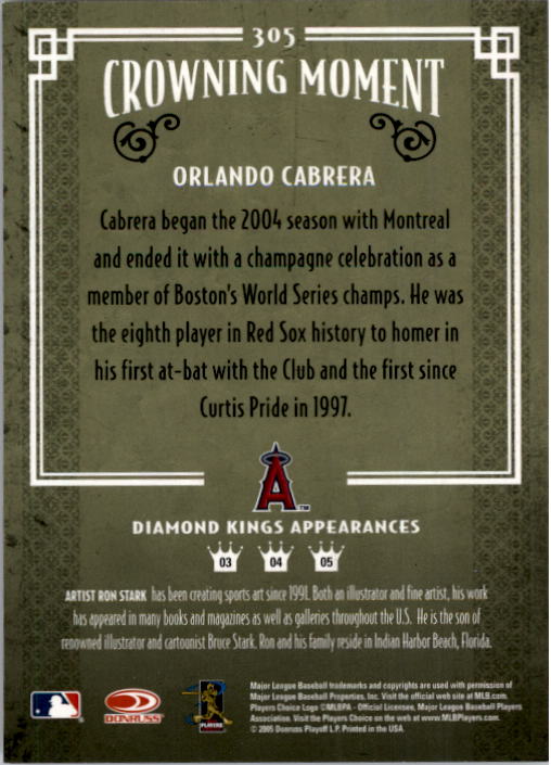 2005 Diamond Kings #305 Orlando Cabrera back image