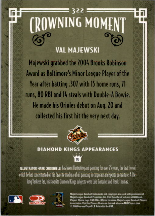 2005 Diamond Kings #322 Val Majewski back image