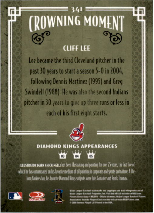 2005 Diamond Kings #341 Cliff Lee back image