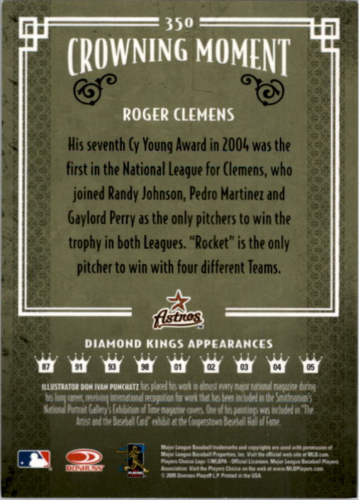 2005 Diamond Kings #350 Roger Clemens Astros back image