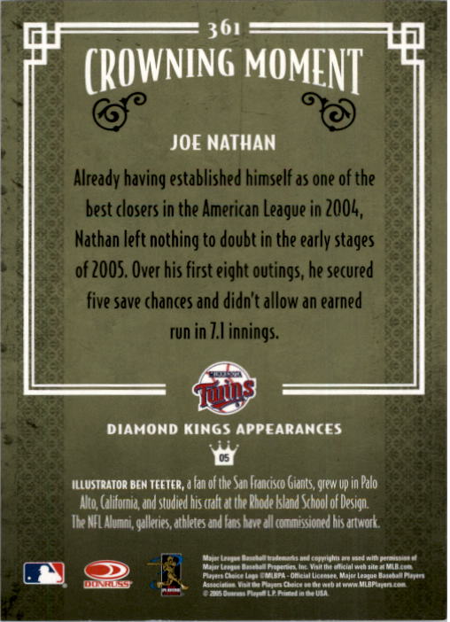 2005 Diamond Kings #361 Joe Nathan back image