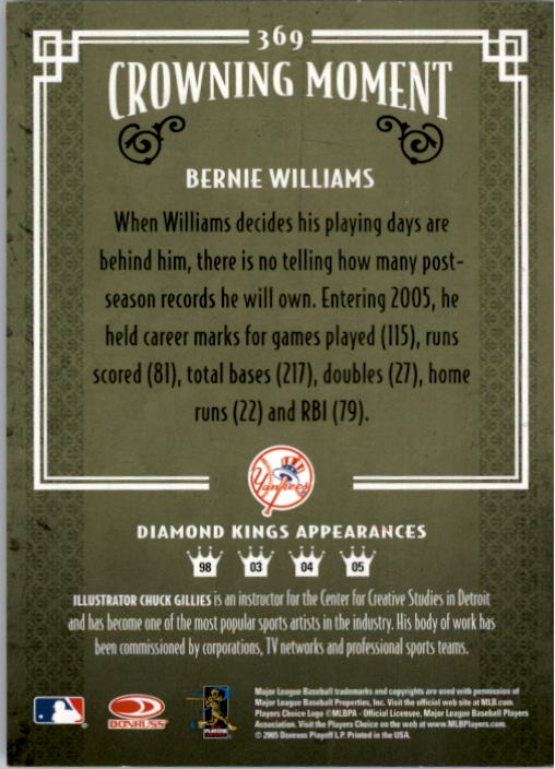 2005 Diamond Kings #369 Bernie Williams back image