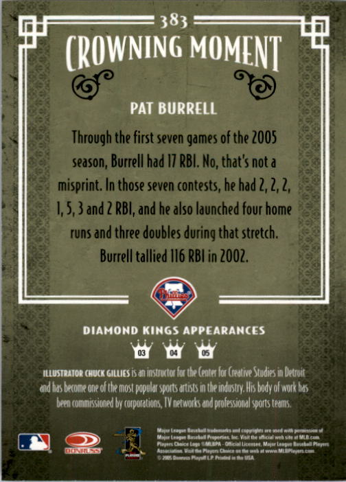 2005 Diamond Kings #383 Pat Burrell back image