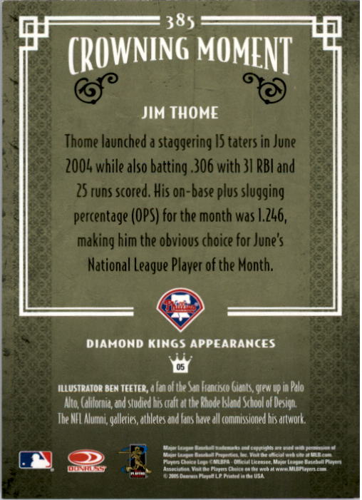 2005 Diamond Kings #385 Jim Thome back image